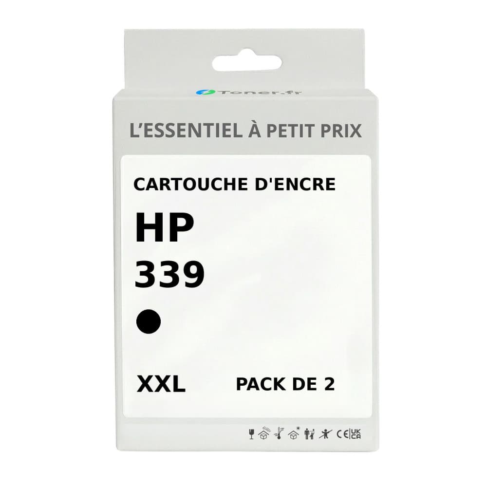 Pack de 2 cartouches d'encre compatibles HP 339 XL Noir