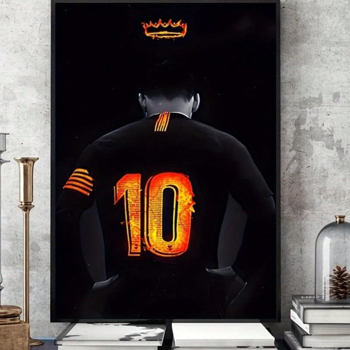 1 pièce Affiche dimpression néon sur canevas et 10ème affiche dart décorative de célébrité de footballeur, convient pour la décoration murale