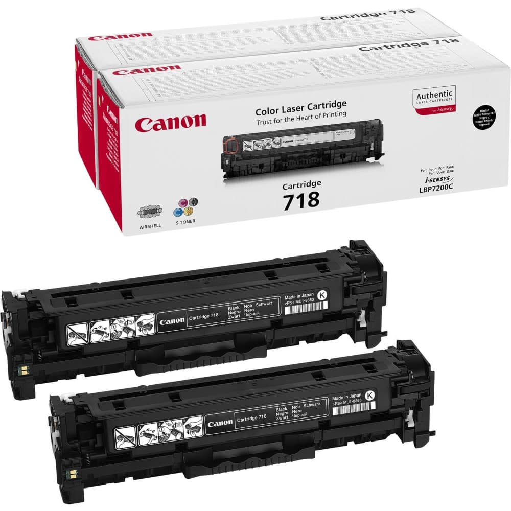 Pack de 2 toners Canon 718 Noir